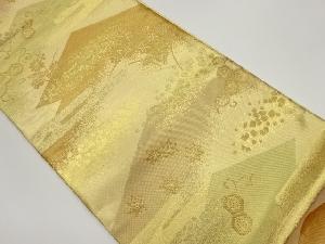 ヱ霞に亀甲花菱・草花模様織出し袋帯